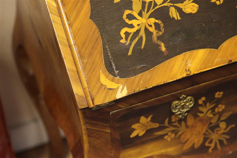 A German rococo marquetry bureau de dame, in the manner of the Spindle Brothers, W.3ft 2.5in.